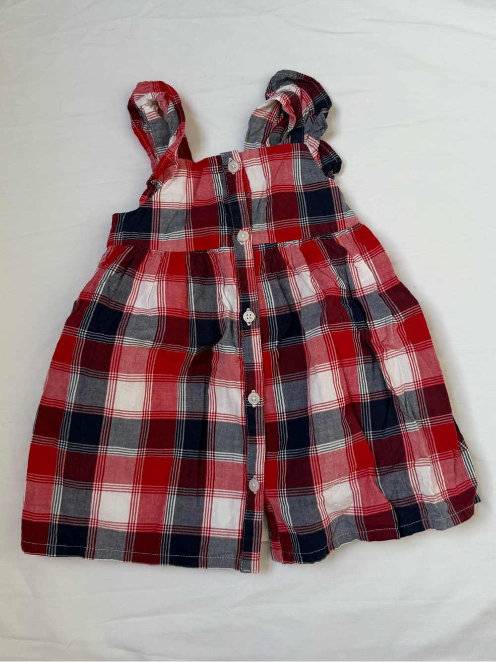 OshKosh B'gosh Red Navy White Plaid Button-Front Sundress